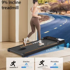 Treadmill Walking Pad – 3-i-1 löp- och gåband för hemmet löpband Mini Treadmill med 9 % lutning – 2.5HP motor (1–8 km/h)
