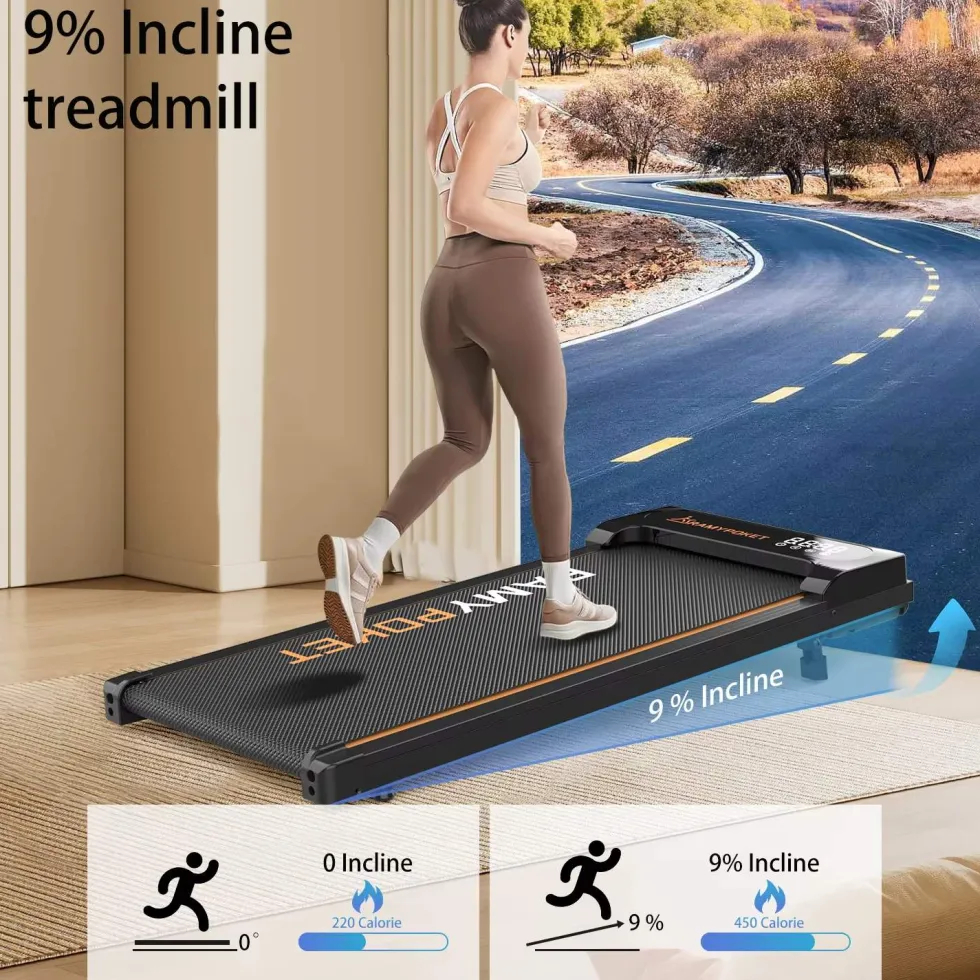 Treadmill Walking Pad – 3-i-1 löp- och gåband för hemmet löpband Mini Treadmill med 9 % lutning – 2.5HP motor (1–8 km/h)