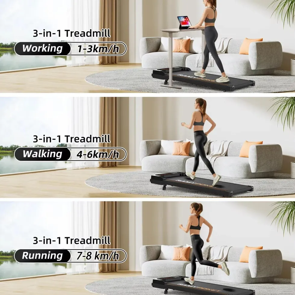 Treadmill Walking Pad – 3-i-1 löp- och gåband för hemmet löpband Mini Treadmill med 9 % lutning – 2.5HP motor (1–8 km/h)