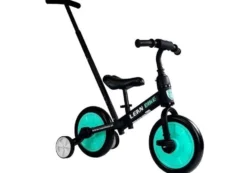 Trehjuling barn 3+ 3-i-1 med avtagbara hjul/pedaler svart/mint