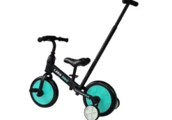 Trehjuling barn 3+ 3-i-1 med avtagbara hjul/pedaler svart/mint