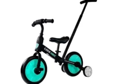 Trehjuling barn 3+ 3-i-1 med avtagbara hjul/pedaler svart/mint