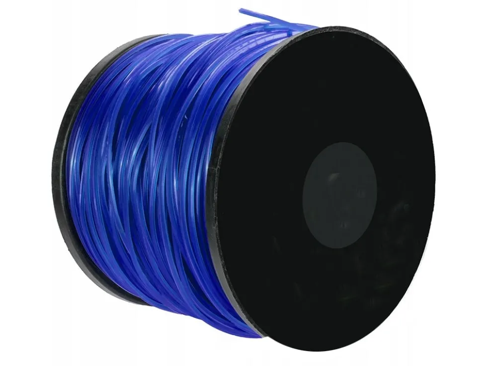 Trimmerlina 2,4 mm fyrkantig nylon med stålkärna 100 m navyblå