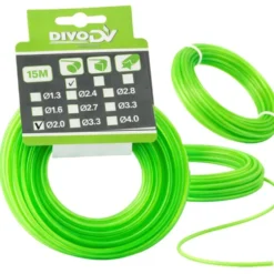Trimmerlina nylon 2 mm x 15 m, grön, för röjsåg/grästrimmer