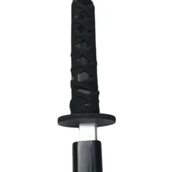 Träkatana 70 cm svart med tygsnöre på handtag för lek och träning