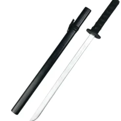 Träkatana 70 cm svart med tygsnöre på handtag för lek och träning