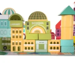 Träklossar Stad / Byggklossar för barn 100 bitar