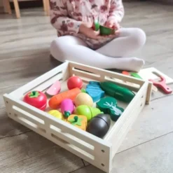 Träleksaker med frukt och grönsaker 34 delar