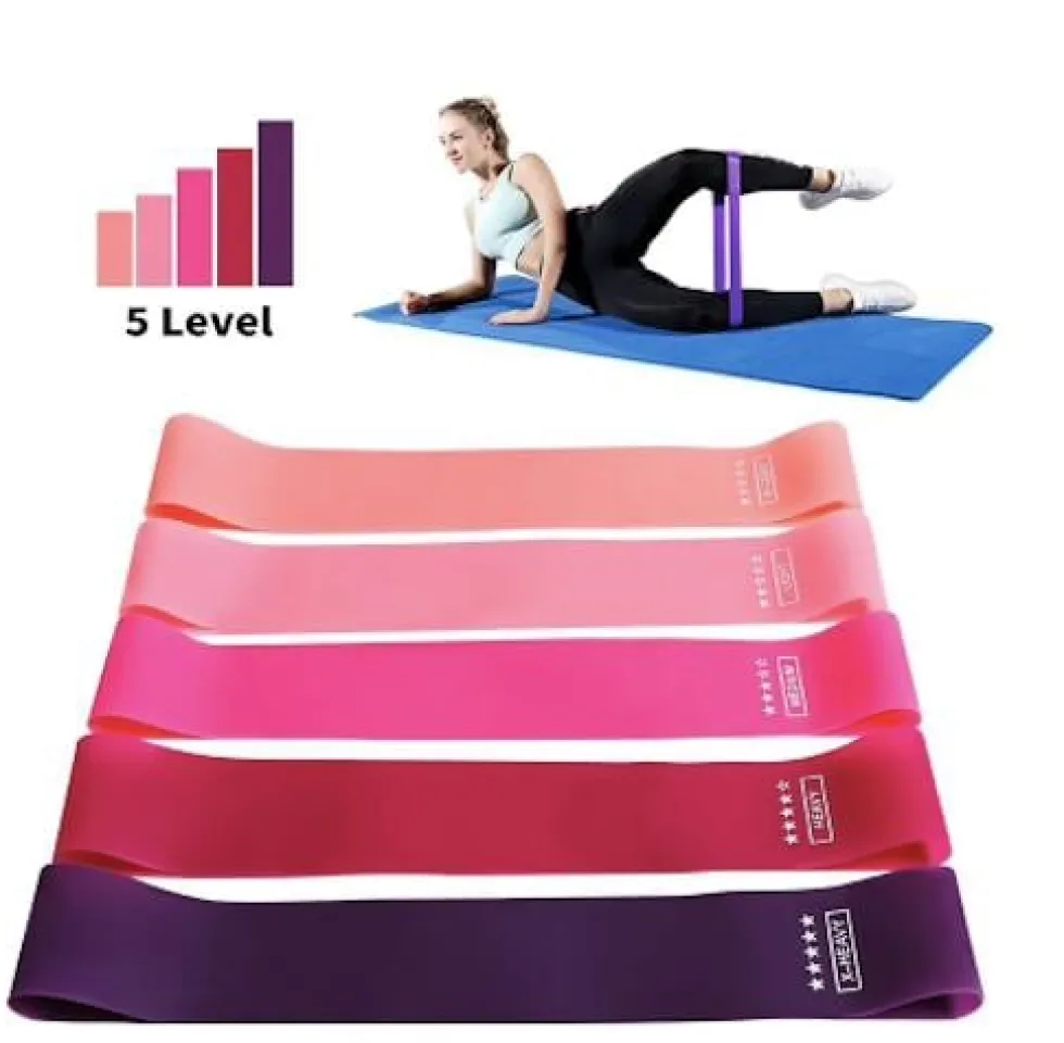 Träningsband latex 5-pack motståndsband 2,2–18 kg 600x50 mm