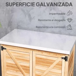 Träskjul för utomhusbruk med ståltak och 2 dörrar för verktygsförvaring 79x43x92 cm naturfärgad