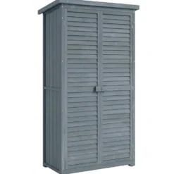 Träskjul, Träkoja, 0,31 m², 87x46,5x160 cm med 2 dörrar och 2 hyllor, grå invändig