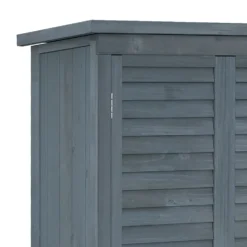 Träskjul, Träkoja, 0,31 m², 87x46,5x160 cm med 2 dörrar och 2 hyllor, grå invändig