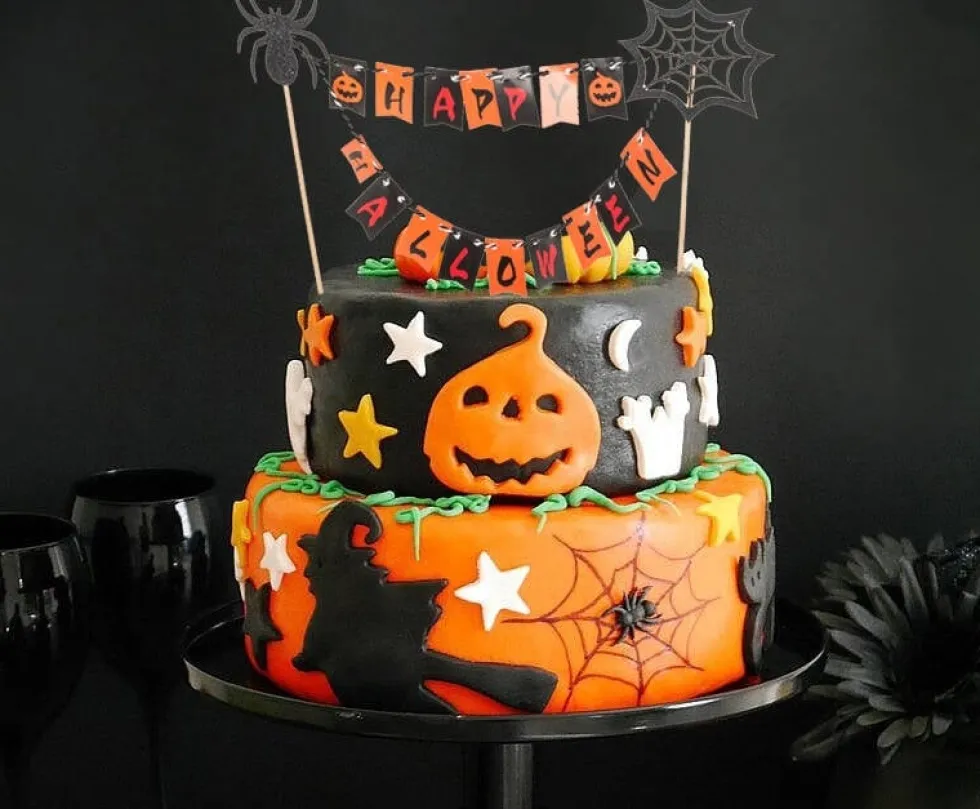 Tårtdekoration med Happy Halloween för tårta och cupcakes