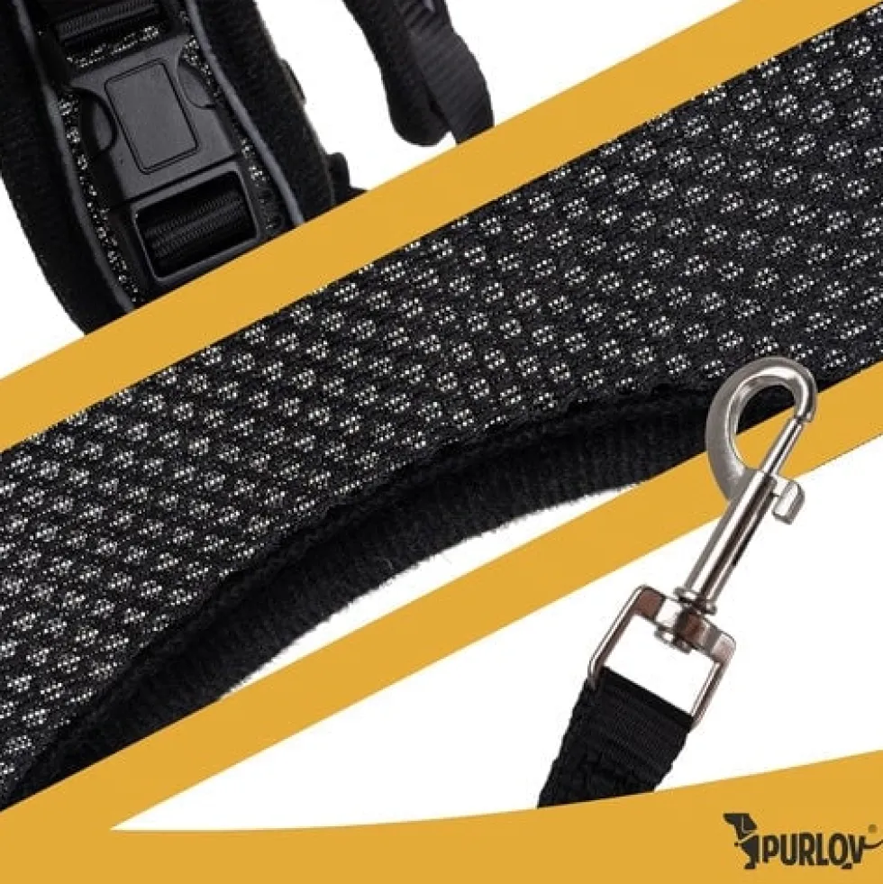 Tryckfri hundsele/kattsele S justerbar med koppel 150 cm reflex