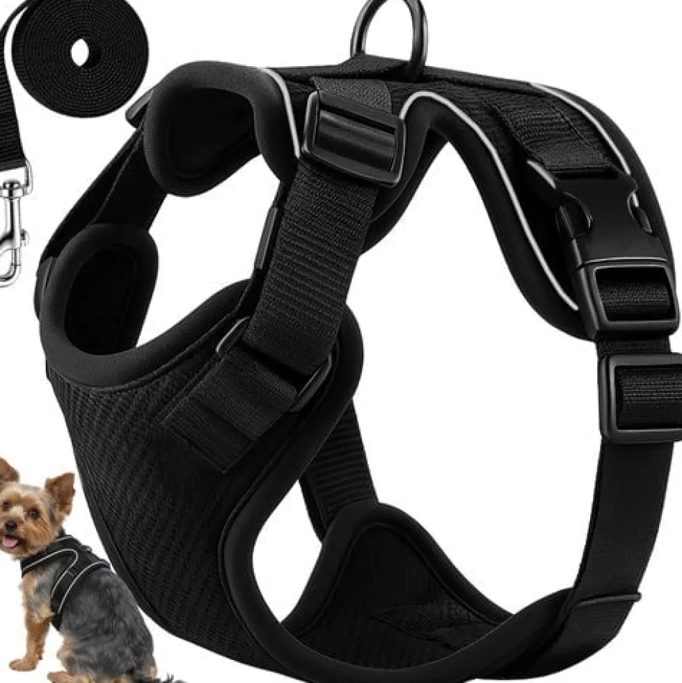 Tryckfri hundsele/kattsele S justerbar med koppel 150 cm reflex