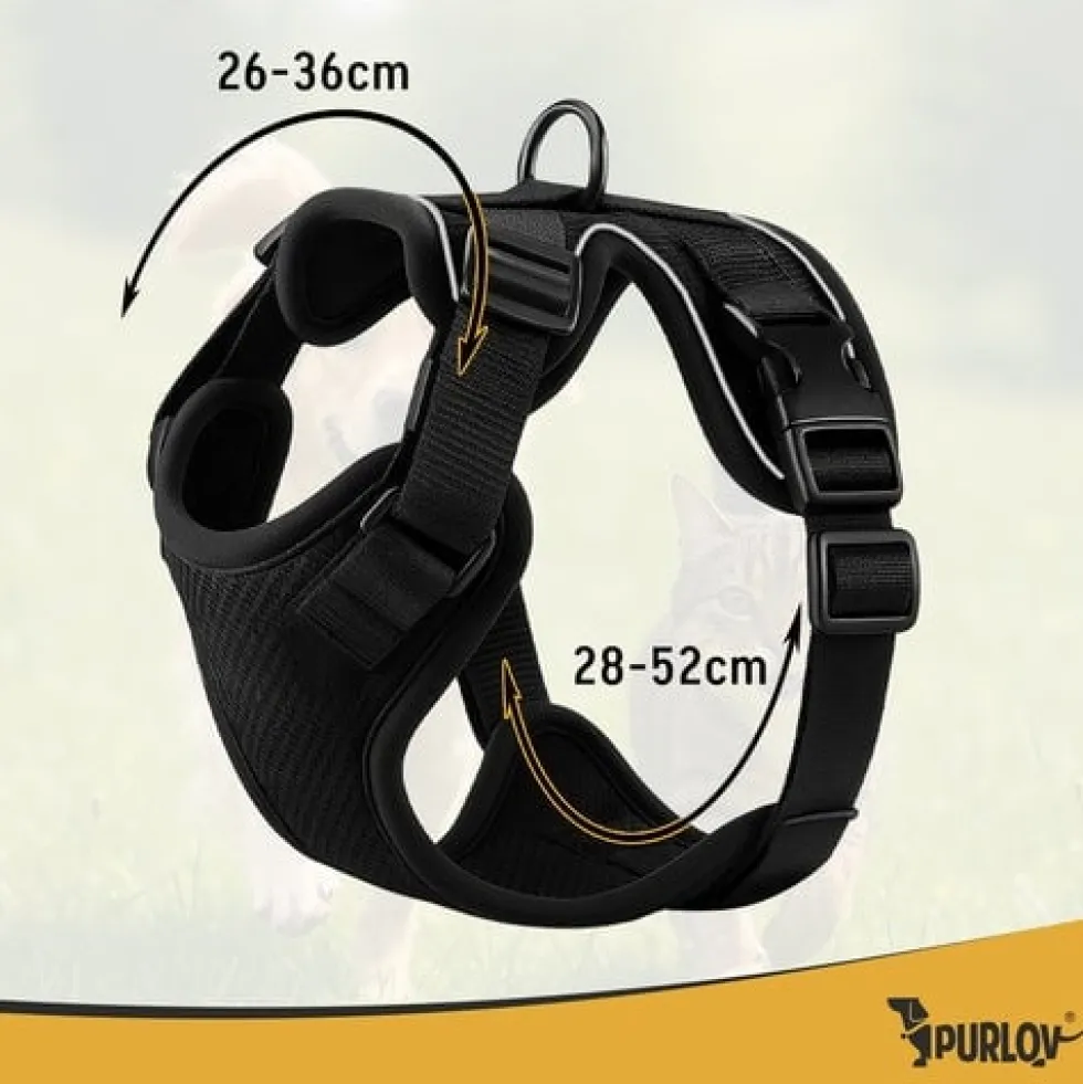 Tryckfri sele hund/katt M med reflex, justerbar + koppel 150 cm