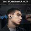 TWS Trådlösa In-Ear Hörlurar ENC, Bluetooth 5.3, LCD-display och Touchkontroller Rosa