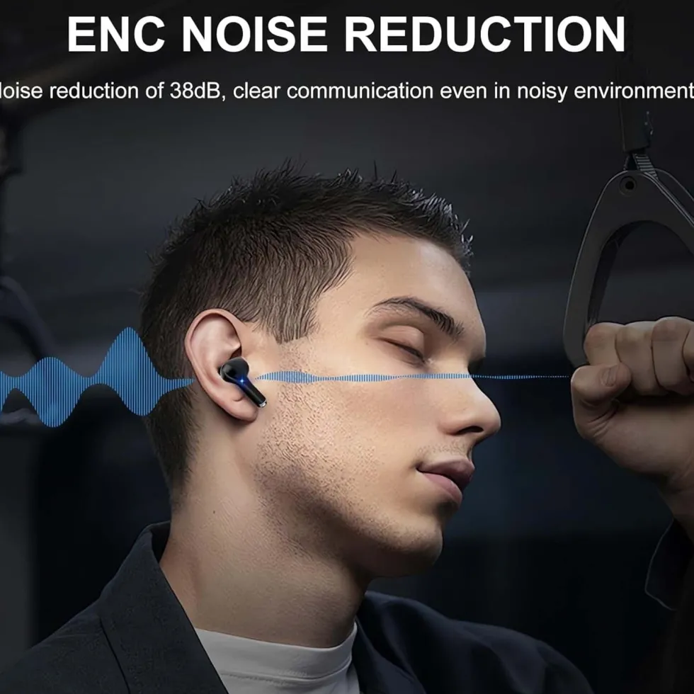 TWS Trådlösa In-Ear Hörlurar ENC, Bluetooth 5.3, LCD-display och Touchkontroller Rosa