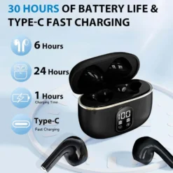 TWS Trådlösa In-Ear Hörlurar ENC, Bluetooth 5.3, LCD-display och Touchkontroller Rosa