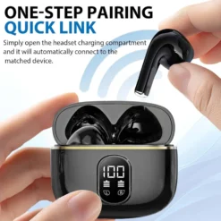 TWS Trådlösa In-Ear Hörlurar ENC, Bluetooth 5.3, LCD-display och Touchkontroller Rosa