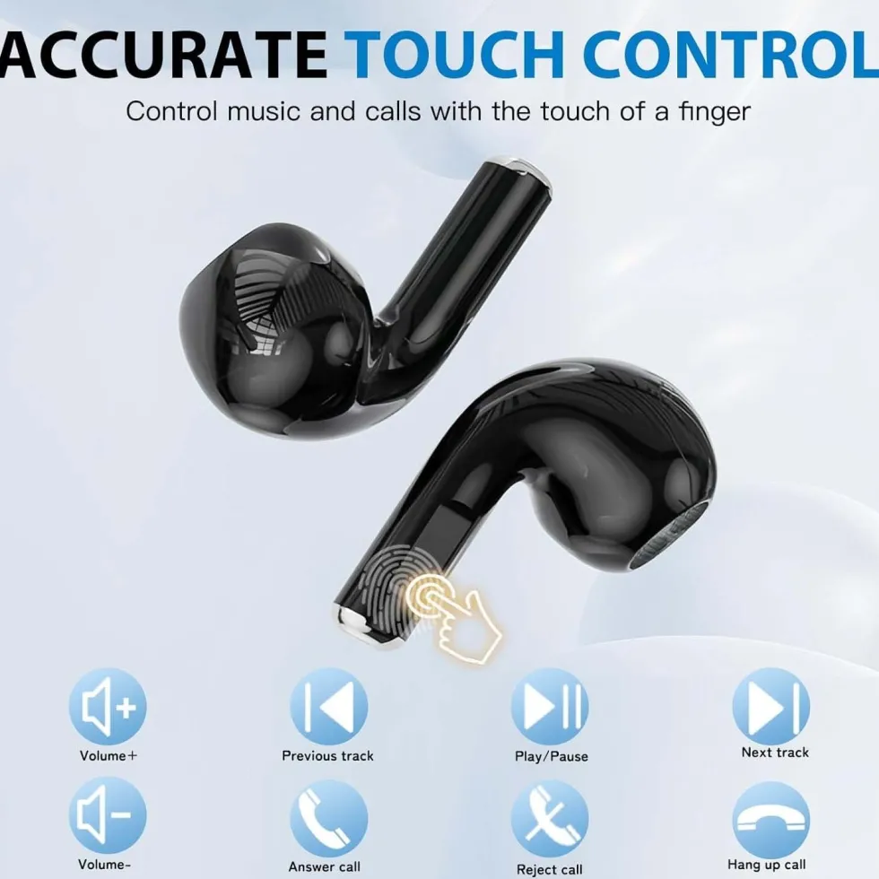TWS Trådlösa In-Ear Hörlurar ENC, Bluetooth 5.3, LCD-display och Touchkontroller Vit