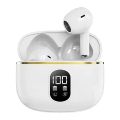 TWS Trådlösa In-Ear Hörlurar ENC, Bluetooth 5.3, LCD-display och Touchkontroller Vit