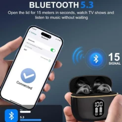 TWS Trådlösa In-Ear Hörlurar ENC, Bluetooth 5.3, LCD-display och Touchkontroller Svart