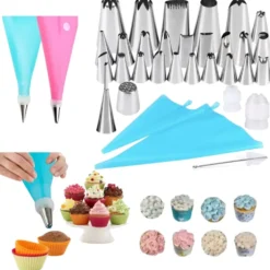 Tyllset 27 delar – Turkos Spritspåse med Tyllar & Koppling – Bakset för Tårtor & Cupcakes