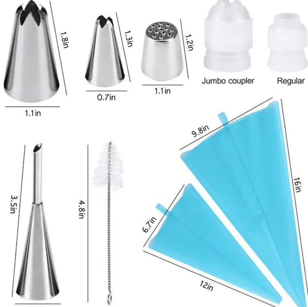 Tyllset - 27st Spritstyllar, spritspåse & koppling - Cake tool