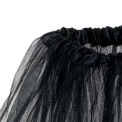 Tyllunderkjol barn svart 3-lagers med elastisk midja 29 cm