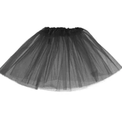 Tyllunderkjol barn svart 3-lagers med elastisk midja 29 cm