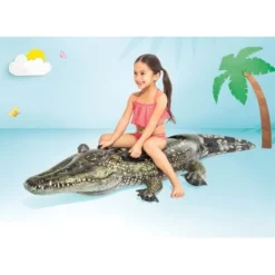 Uppblåsbar krokodilmadrass 170x86 cm för pool/sjö, max 40 kg