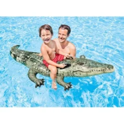 Uppblåsbar krokodilmadrass 170x86 cm för pool/sjö, max 40 kg