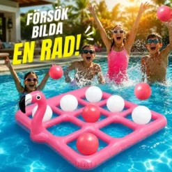 Uppblåsbart flamingo ringkastspel i PVC med 9 ringar för pool och bad