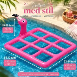 Uppblåsbart flamingo ringkastspel i PVC med 9 ringar för pool och bad