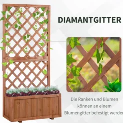 Upphöjd rabatt med spaljé 72,5x31,5x149,5 cm trä för balkongterrass