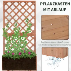 Upphöjd rabatt med spaljé 72,5x31,5x149,5 cm trä för balkongterrass