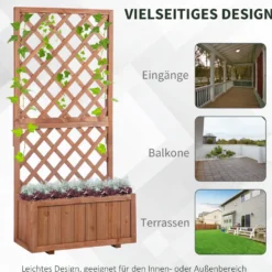 Upphöjd rabatt med spaljé 72,5x31,5x149,5 cm trä för balkongterrass