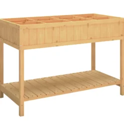 Upphöjd trädgårdsbädd av furu, 110x46x76 cm, med 8 fack och bevattningsinsats
