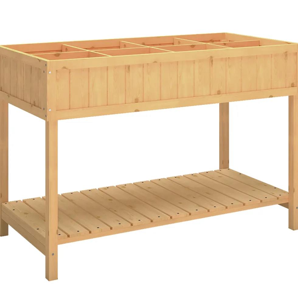 Upphöjd trädgårdsbädd av furu, 110x46x76 cm, med 8 fack och bevattningsinsats