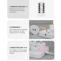 Uppladdningsbara LED-ljus / Värmeljus med fjärrkontroll