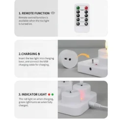 Uppladdningsbara LED-ljus / Värmeljus med fjärrkontroll