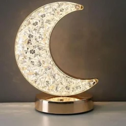 Uppladdningsbar Bordslampa Kristall Måne LED RGB