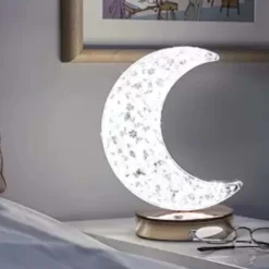 Uppladdningsbar Bordslampa Kristall Måne LED RGB