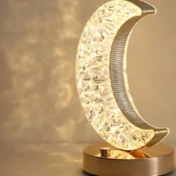 Uppladdningsbar Bordslampa Kristall Måne LED RGB
