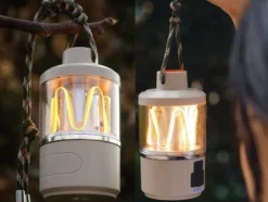 Uppladdningsbar campinglampa med LED och powerbank