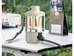 Uppladdningsbar campinglampa med LED och powerbank