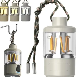 Uppladdningsbar campinglampa med LED och powerbank