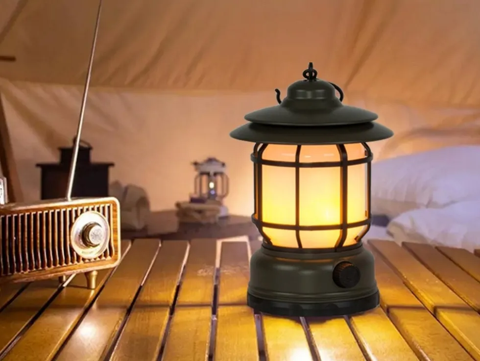Uppladdningsbar campinglampa LED 2 lägen USB-C 24 cm