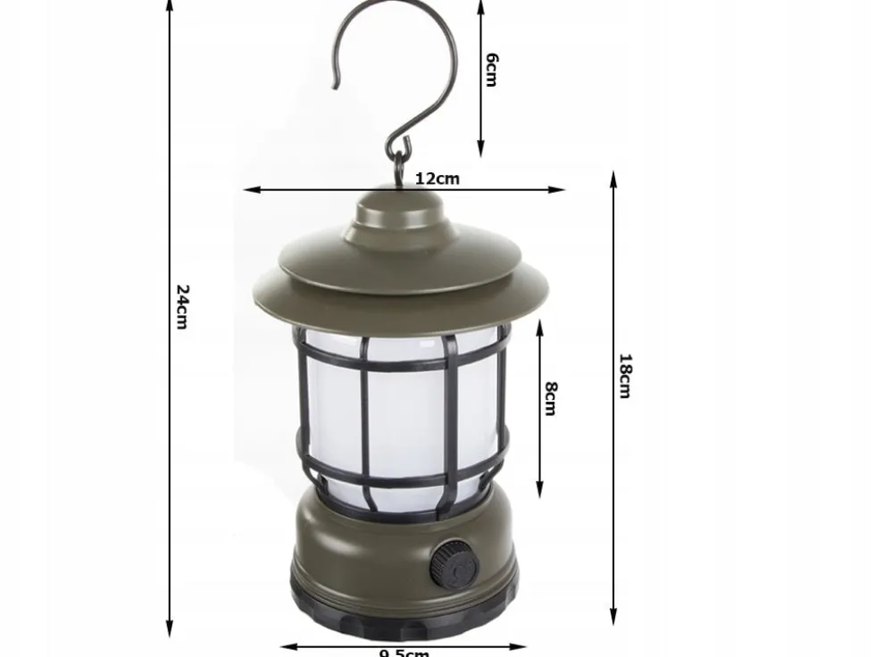 Uppladdningsbar campinglampa LED 2 lägen USB-C 24 cm
